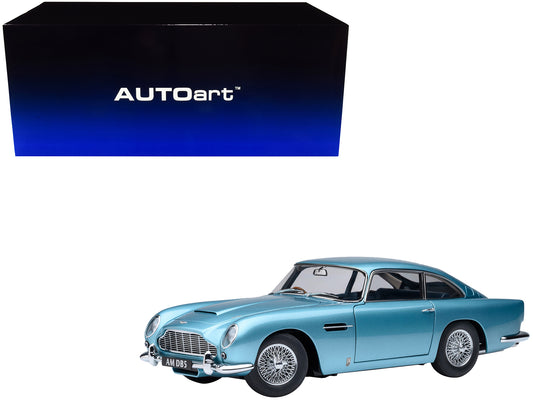 Aston Martin DB5 RHD (Right Hand Drive) Caribbean Pearl Blue Metallic 1/18 Model Car by Autoart