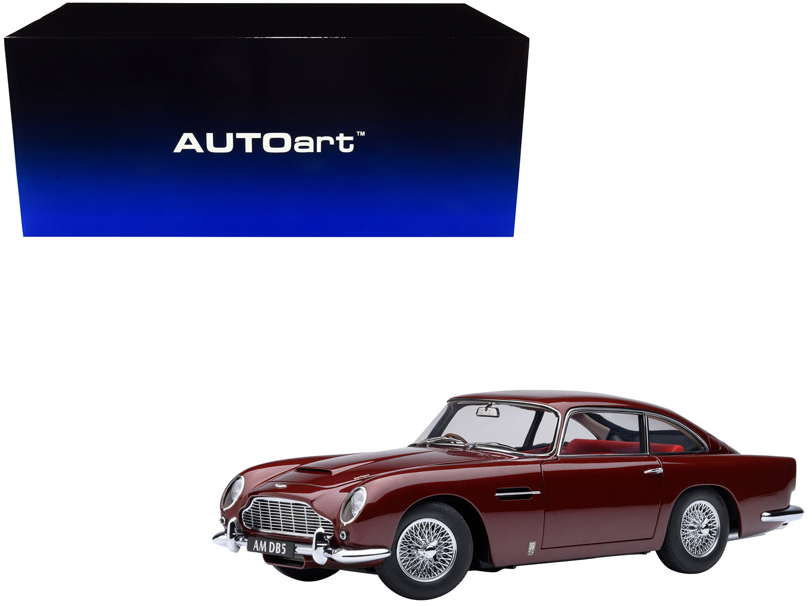 Aston Martin DB5 RHD (Right Hand Drive) Dubonnet Rosso Red Metallic 1/18 Model Car by Autoart free shipping USA