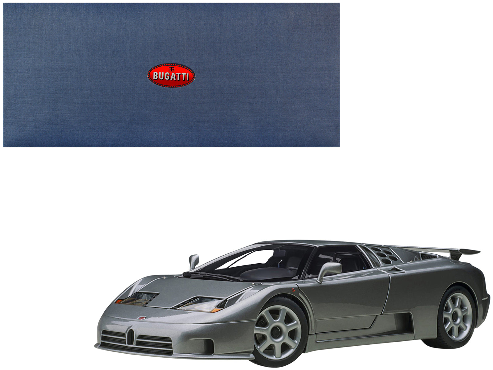 Bugatti EB110 SS Super Sport Grigio Metalizzatto Silver Metallic with Silver Wheels 1/18 Model Car by Autoart free shipping USA