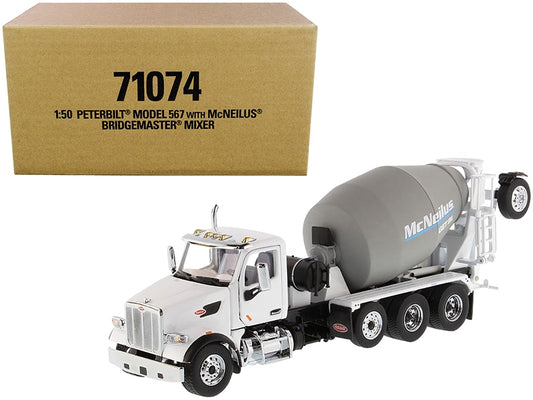 Peterbilt 567 with McNeilus Bridgemaster Mixer White and Gray 1/50 Diecast Model by Diecast Masters - Premium Peterbilt Models from Diecast Masters - Just $102.91! Shop now at Rapidvehicles