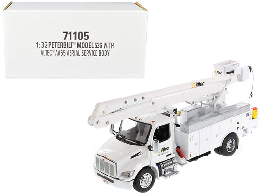 Peterbilt 536 Truck with Altec AA55 Aerial Service Body White "Transport Series" 1/32 Diecast Model by Diecast Masters free shipping USA