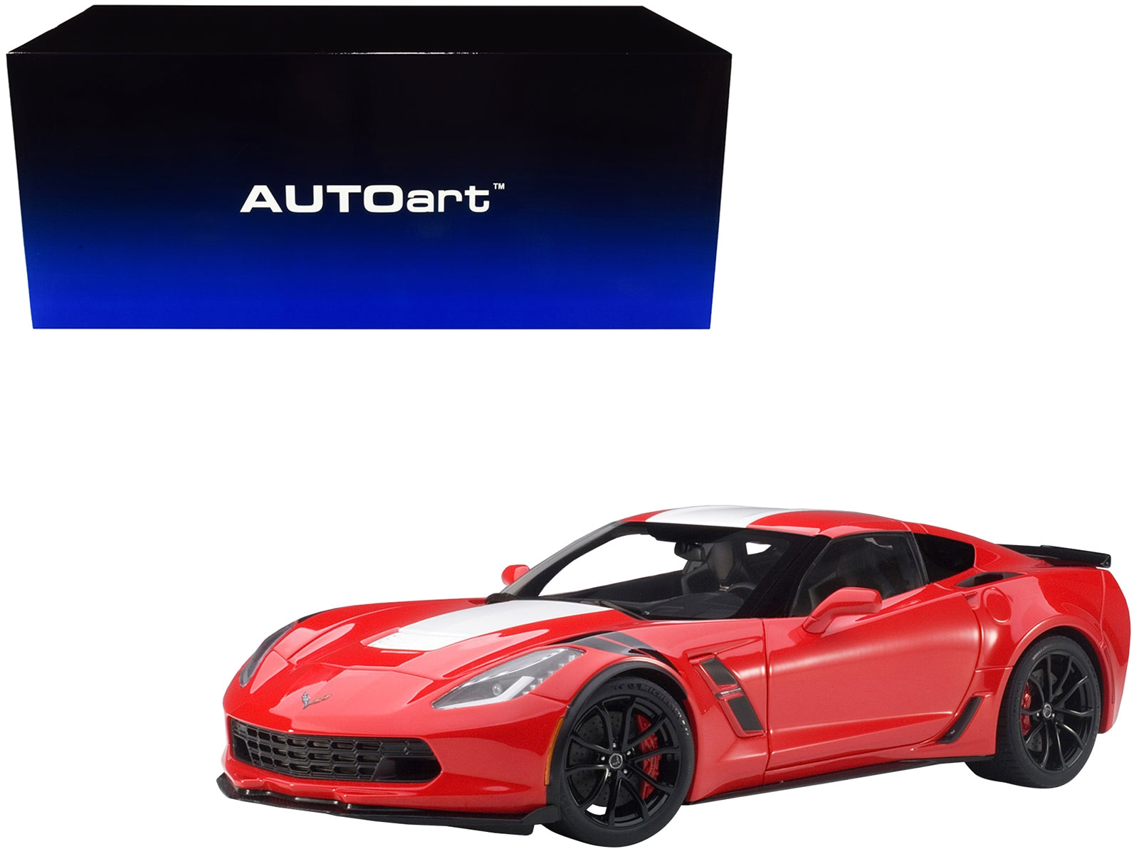 2017 Chevrolet Corvette C7 Grand Sport Red with White Stripe and - Premium Corvette Models from Autoart - Just $198.90! Shop now at Rapidvehicles