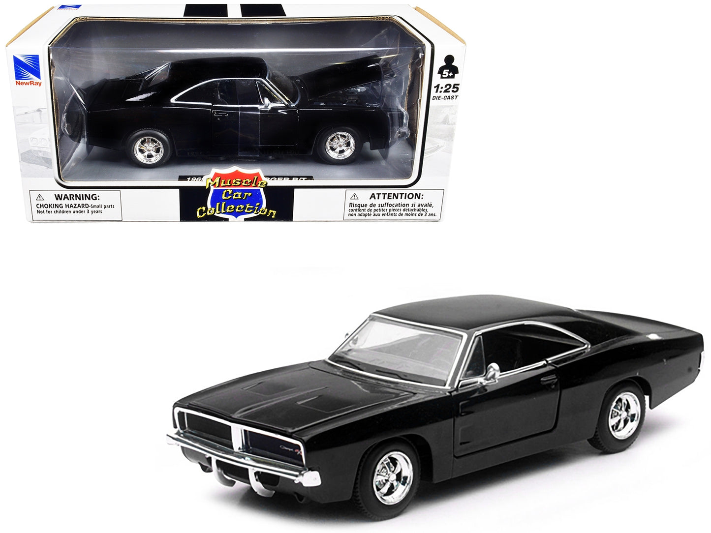 1969 Dodge Charger R/T Black "Muscle Car Collection" 1/25 Diecast - Premium Dodge Models from New Ray - Just $65.99! Shop now at Rapidvehicles