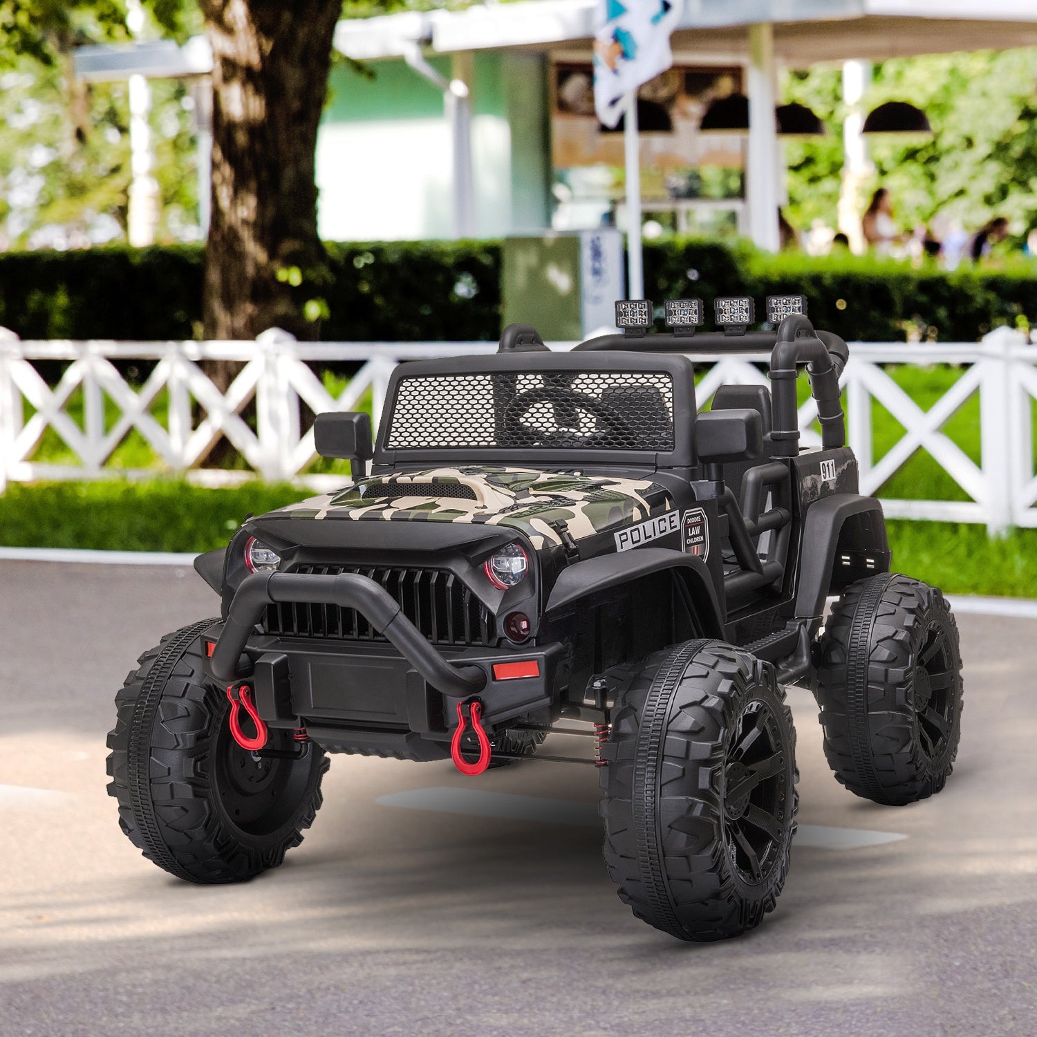 Aosom 12V Power Wheels Jeep 2-Seater Kids Electric Ride On Police Car - Premium Home & Garden from Taupe Shadow - Just $668.99! Shop now at Rapidvehicles