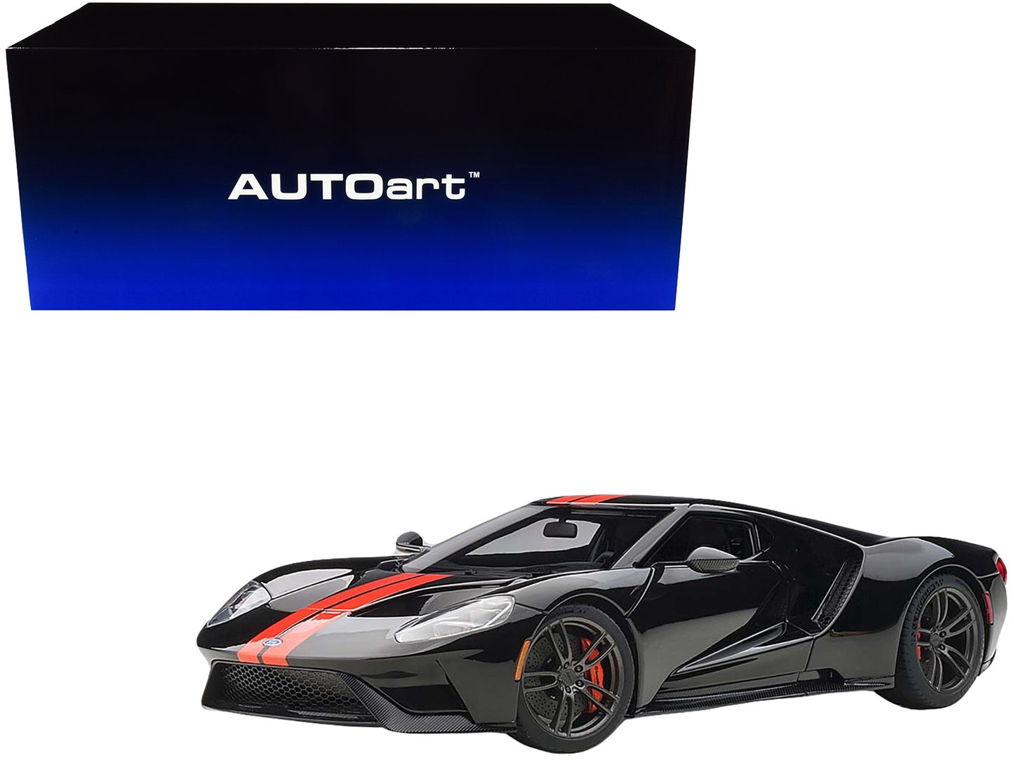 2017 Ford GT Shadow Black with Orange Stripes 1/18 Model Car by - Premium Ford Models from Autoart - Just $341.99! Shop now at Rapidvehicles