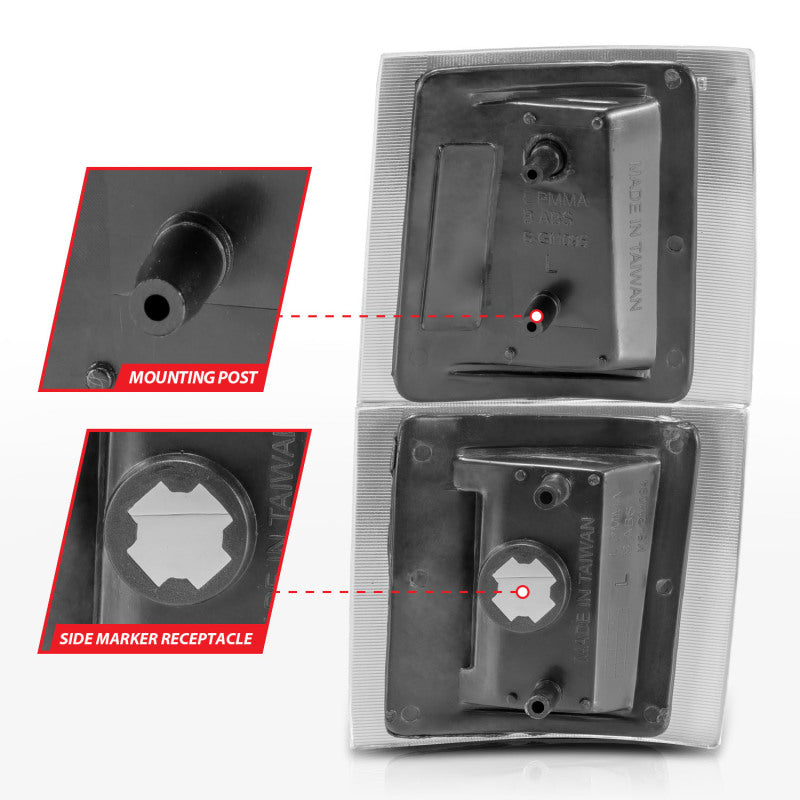 ANZO 1994-1998 Chevrolet Blazer Corner Lights Black Housing Clear Lens w/ Amber Reflector 521042
