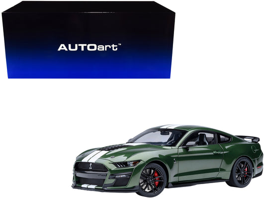 Ford Mustang Shelby GT500 Eruption Green Metallic with White Stripes 1/18 Model Car by Autoart free shipping USA