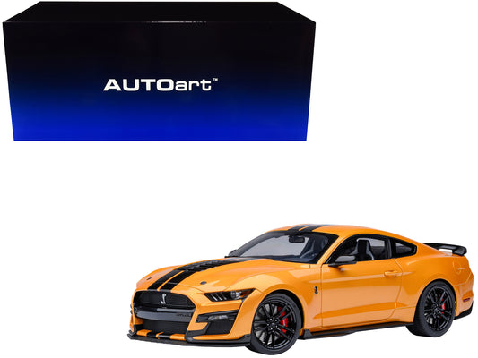 Ford Mustang Shelby GT500 Cyber Orange Metallic with Black Stripes 1/18 Model Car by Autoart free shipping USA