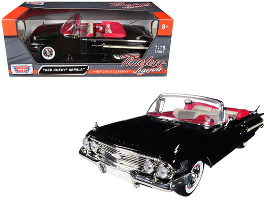 1960 Chevrolet Impala Convertible Black 1/18 Diecast Car Model by Motormax free shipping USA