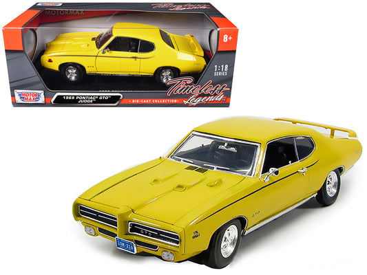 1969 Pontiac GTO Judge Yellow 1/18 Diecast Model Car by Motormax free shipping USA