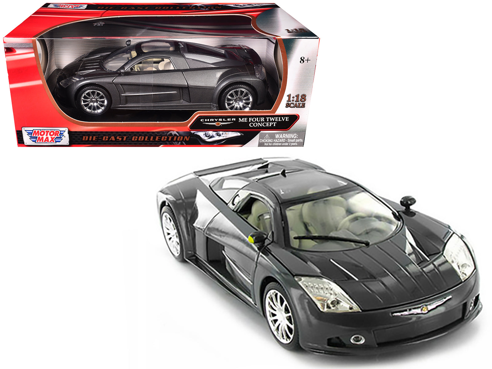 Chrysler Me Four Twelve Concept Car Grey 1/18 Diecast Model Car by Motormax free shipping USA