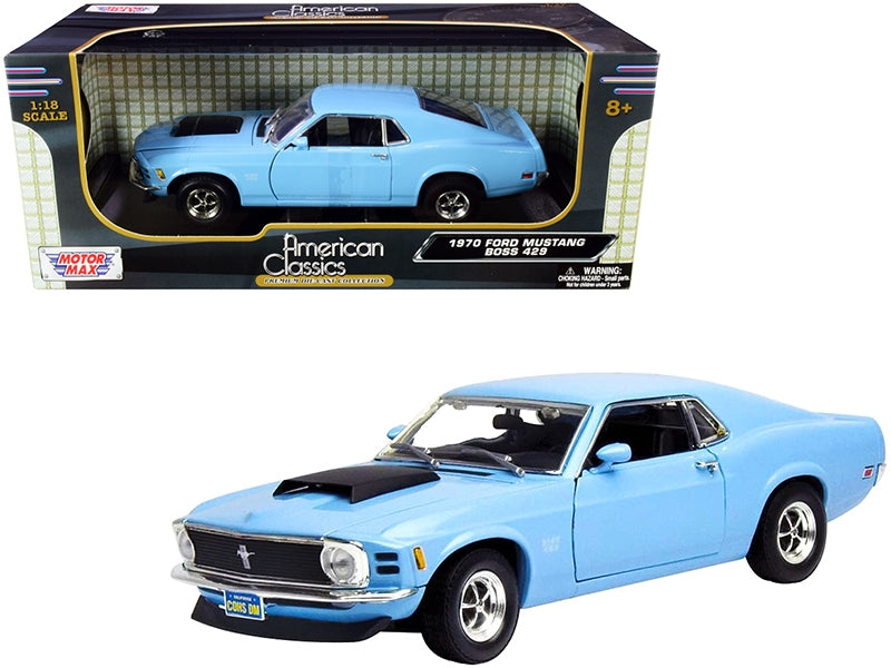 1970 Ford Mustang Boss 429 Light Blue 1/18 Diecast Model Car by - Premium Mustang Models from Motormax - Just $88.99! Shop now at Rapidvehicles