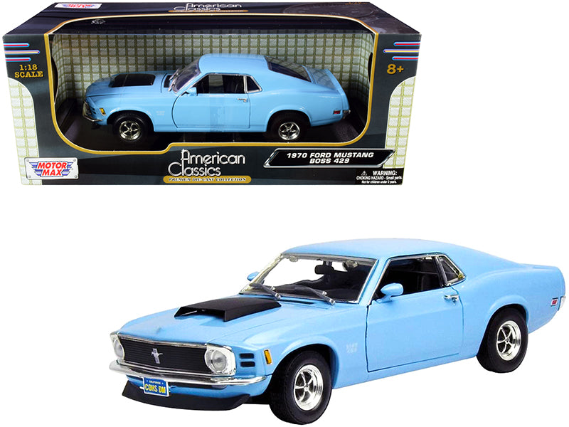 1970 Ford Mustang Boss 429 Light Blue 1/18 Diecast Model Car by Motormax - Premium physical from Rapidvehicles - Just $74.99! Shop now at Rapidvehicles