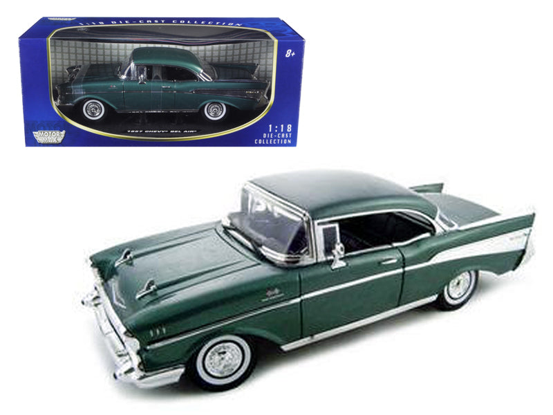 1957 Chevrolet Bel Air Hard Top Green 1/18 Diecast Model Car by Motormax free shipping USA