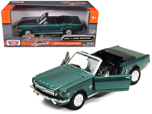 1964 1/2 Ford Mustang Convertible Green Metallic 1/24 Diecast Model Car by Motormax