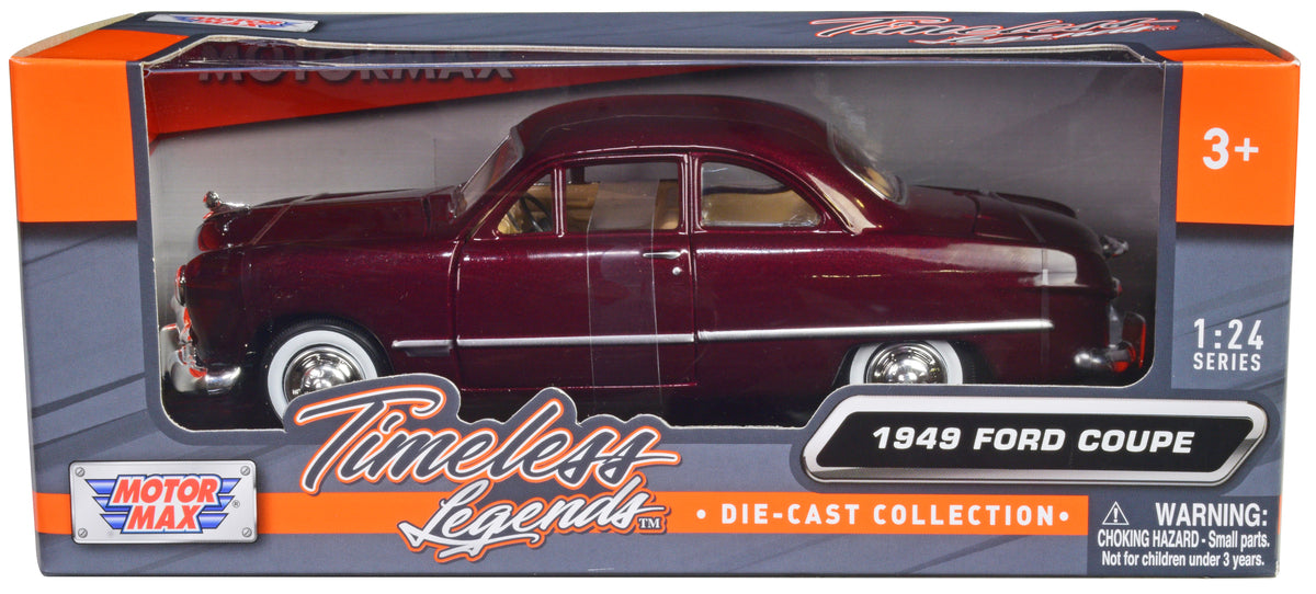 1949 Ford Coupe Burgundy 1/24 Diecast Model Car by Motormax free shipping USA