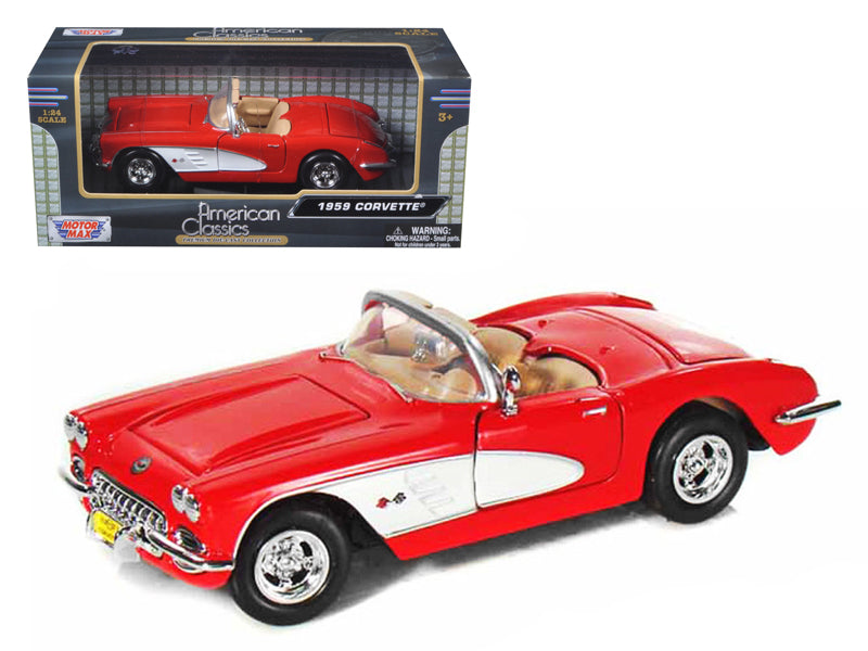 1959 Chevrolet Corvette Convertible Red 1/24 Diecast Model Car by Motormax free shipping USA