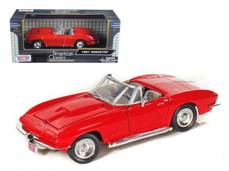 1967 Chevrolet Corvette Convertible Red 1/24 Diecast Model Car by Motormax free shipping USA