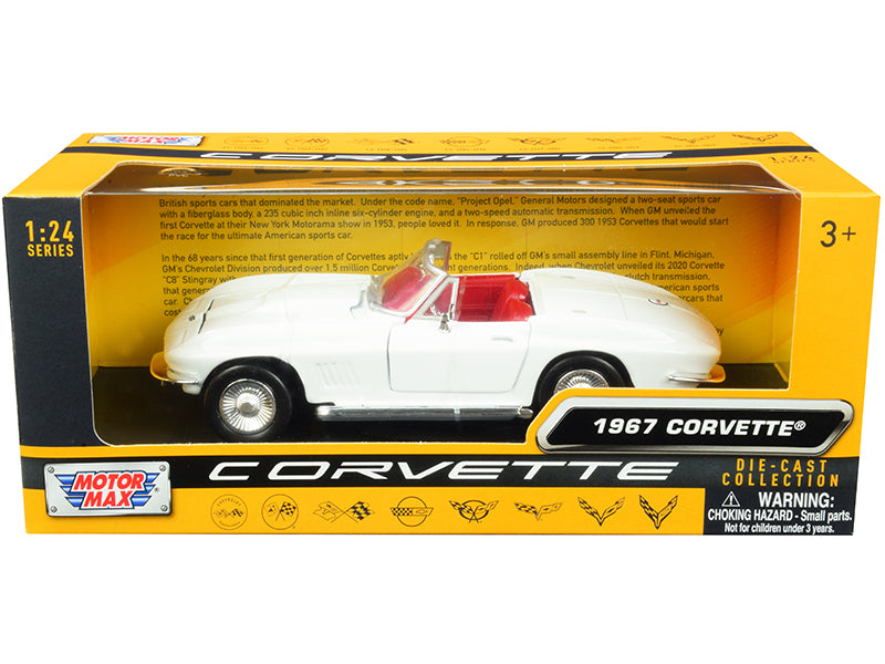 1967 Chevrolet Corvette C2 Convertible White with Red Interior "History of Corvette" Series 1/24 Diecast Model Car by Motormax free shipping USA