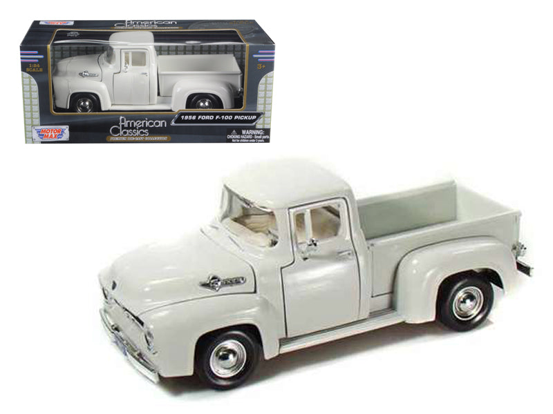 1956 Ford F-100 Pickup Truck White 1/24 Diecast Model Car by Motormax free shipping USA