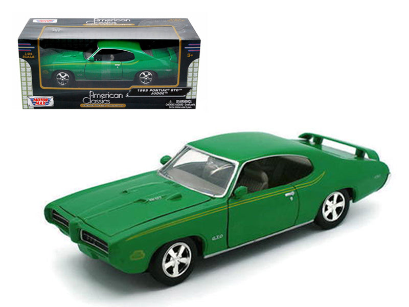 1969 Pontiac GTO Judge Green with Stripes 1/24 Diecast Model Car by Motormax - Premium physical from Rapidvehicles - Just $50.99! Shop now at Rapidvehicles