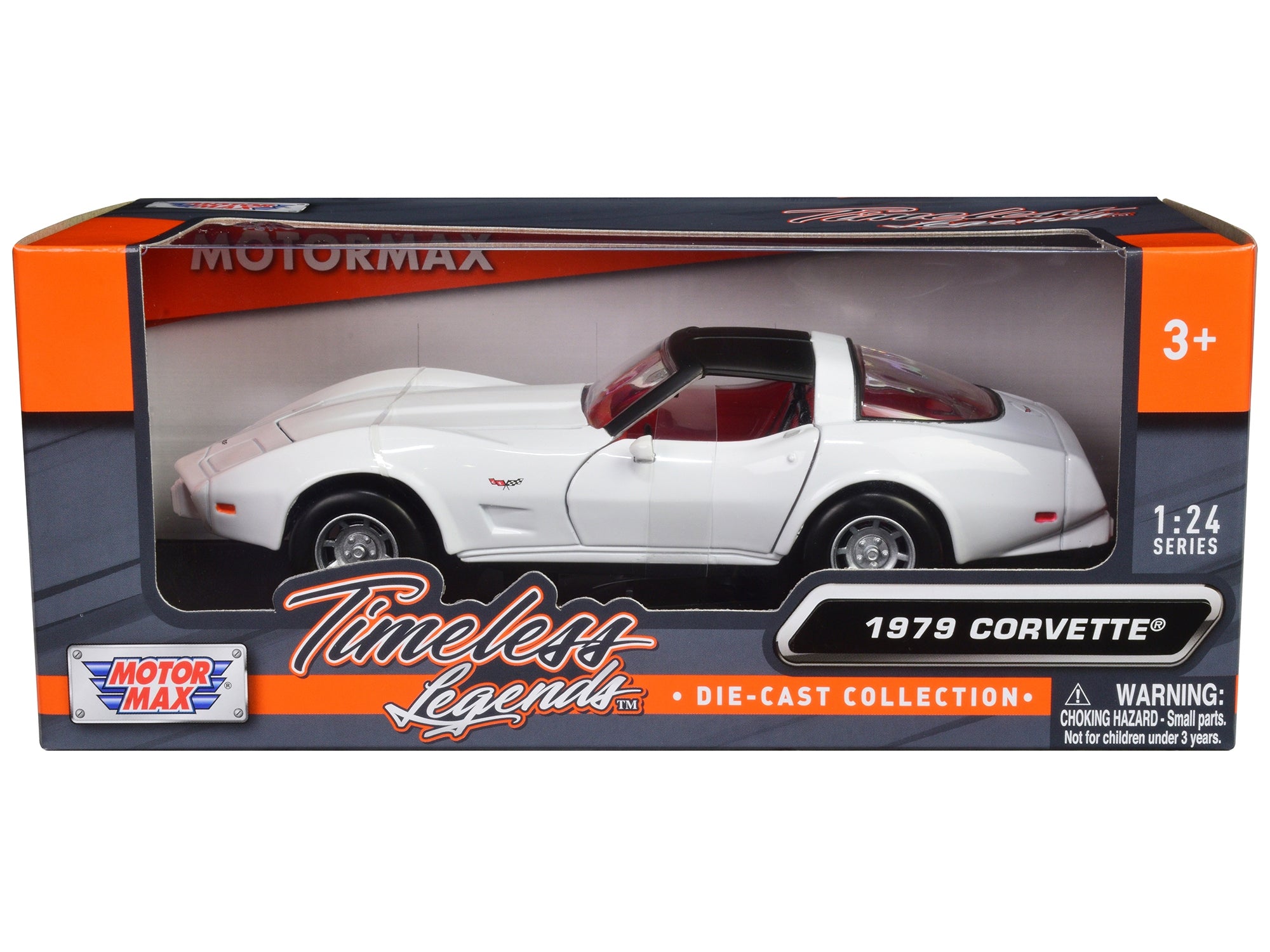 1979 Chevrolet Corvette C3 White with Black Top and Red Interior "Timeless Legends" Series 1/24 Diecast Car Model by Motormax - Premium Corvette Models from Motormax - Just $54.76! Shop now at Rapidvehicles