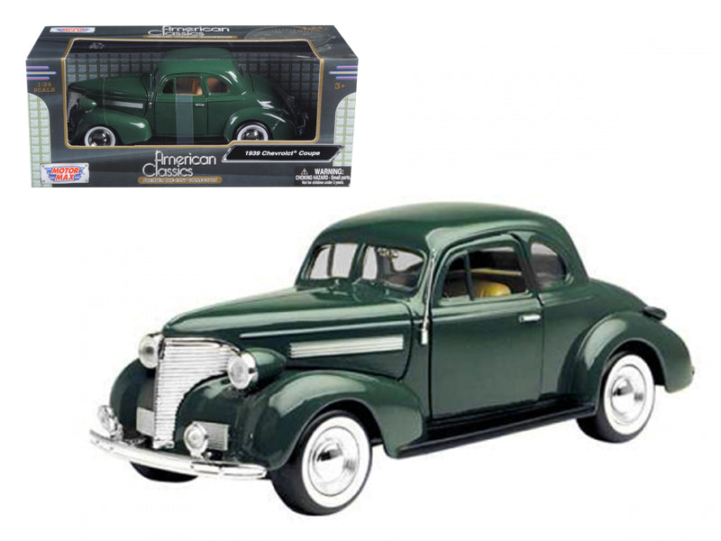 1939 Chevrolet Coupe Green 1/24 Diecast Model Car by Motormax free shipping USA