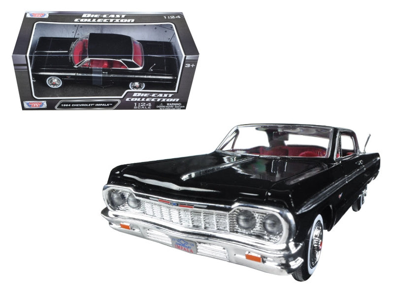 1964 Chevrolet Impala Black with Red Interior 1/24 Diecast Model Car by Motormax - Premium Chevrolet Models from Motormax - Just $43.99! Shop now at Rapidvehicles