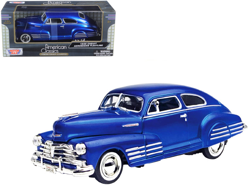 1948 Chevrolet Aerosedan Fleetline Blue 1/24 Diecast Model Car by Motormax free shipping USA