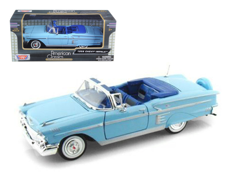 1958 Chevrolet Impala Convertible Blue 1/24 Diecast Model Car by Motormax - Premium physical from Rapidvehicles - Just $50.99! Shop now at Rapidvehicles