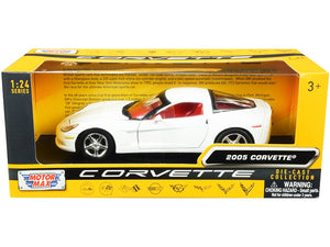 2005 Chevrolet Corvette C6 White with Red Interior "History of Corvette" Series 1/24 Diecast Model Car by Motormax - Premium Corvette Models from Motormax - Just $55.56! Shop now at Rapidvehicles