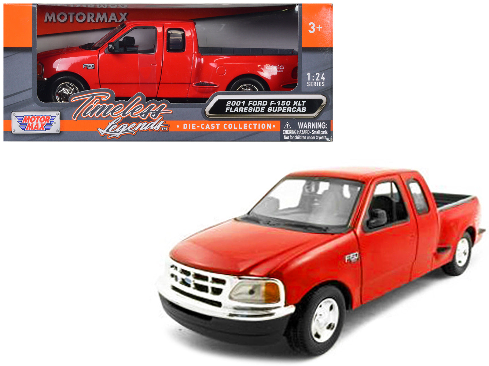 2001 Ford F-150 XLT Flareside Supercab Pickup Truck Red 1/24 Diecast Model Car by Motormax free shipping USA