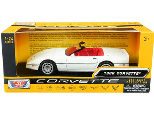 1986 Chevrolet Corvette C4 Convertible White with Red Interior "History of Corvette" Series 1/24 Diecast Model Car by Motormax - Premium Corvette Models from Motormax - Just $55.56! Shop now at Rapidvehicles