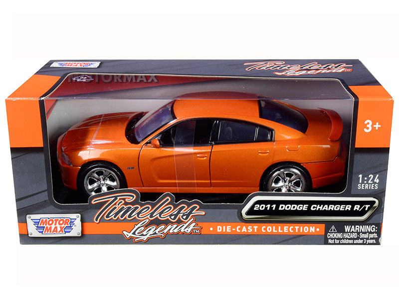 2011 Dodge Charger R/T Hemi Metallic Orange 1/24 Diecast Model Car by Motormax free shipping USA