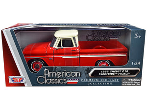 1966 Chevrolet C10 Fleetside Pickup Truck Red with Cream Top "American Classics" 1/24 Diecast Model Car by Motormax - Premium Pickup Trucks Models from Motormax - Just $54.76! Shop now at Rapidvehicles