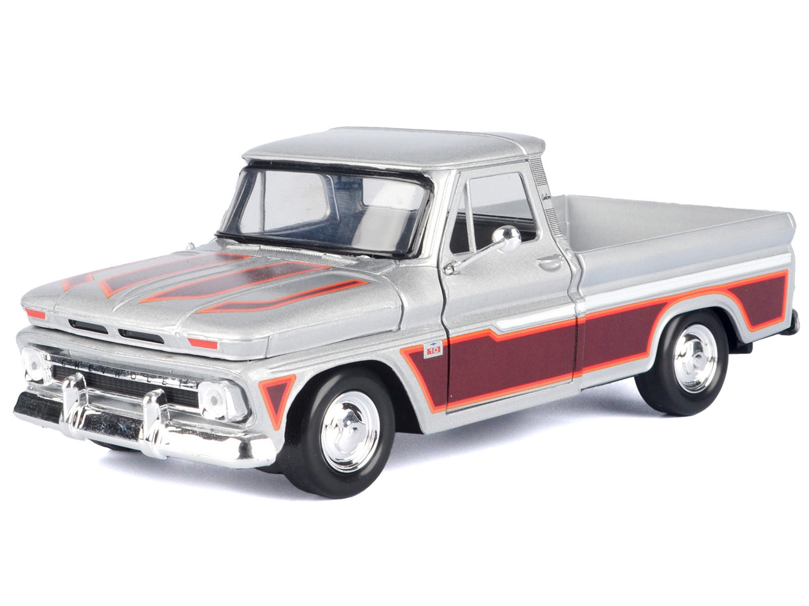 1966 Chevrolet C10 Fleetside Pickup Truck Silver Metallic with - Premium Chevrolet Models from Motormax - Just $50! Shop now at Rapidvehicles