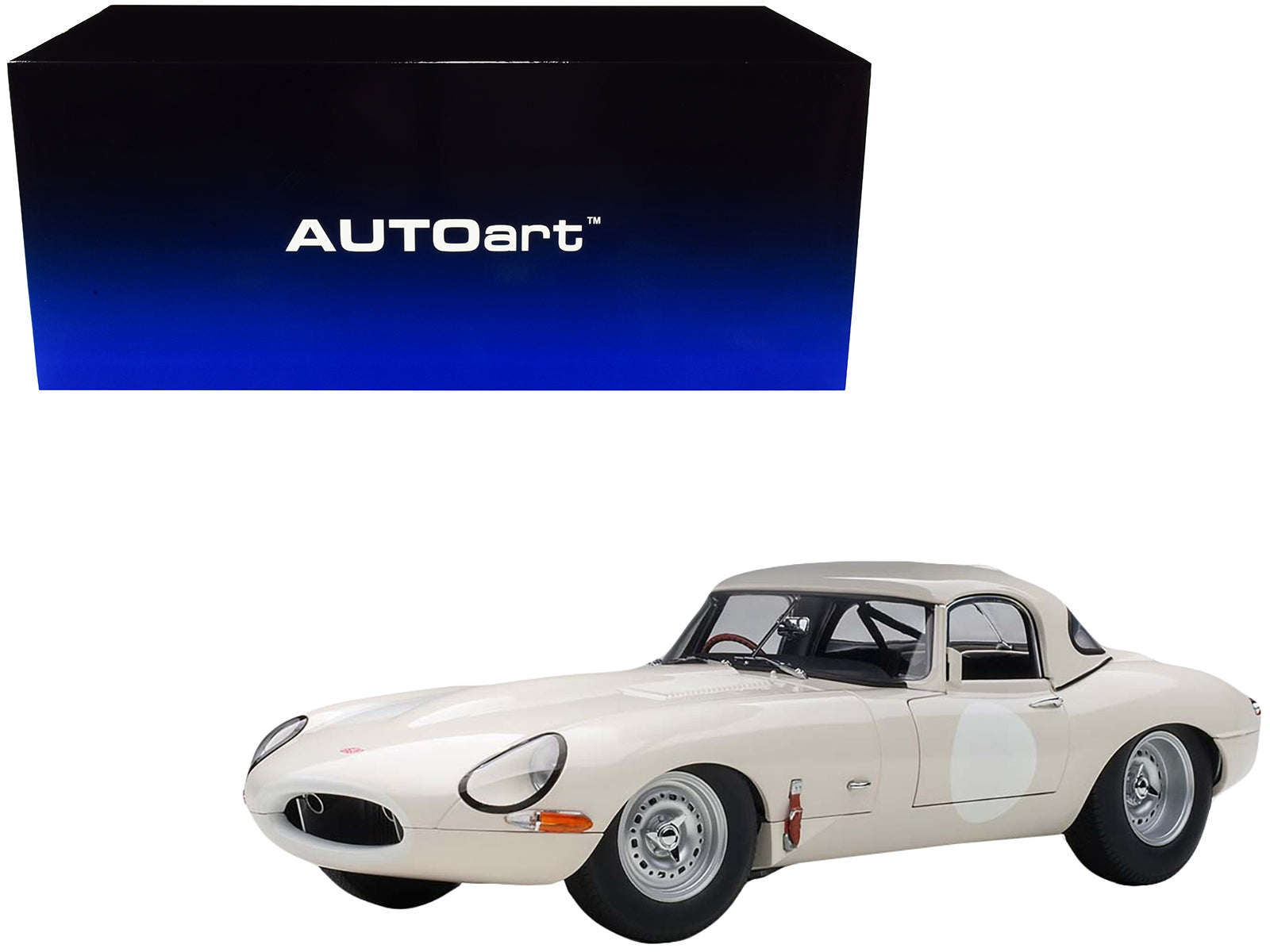 Jaguar Lightweight E Type Roadster RHD (Right Hand Drive) White 1/18 Model Car by Autoart free shipping USA