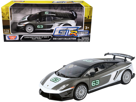 Lamborghini Gallardo LP 560-4 Super Trofeo #63 Gray Metallic and White "GT Racing" Series 1/24 Diecast Model Car by Motormax free shipping USA