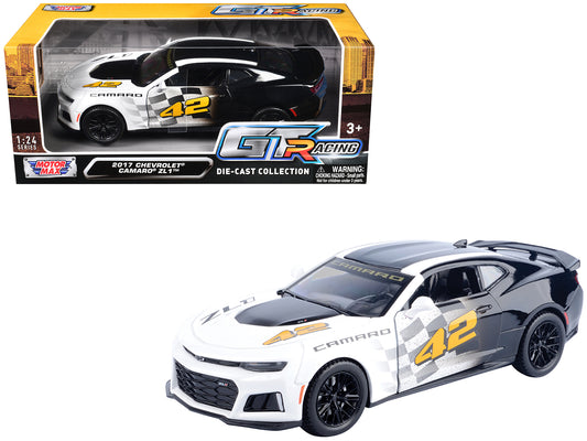 2017 Chevrolet Camaro ZL1 #42 Black and White "GT Racing" Series 1/24 Diecast Model Car by Motormax free shipping USA