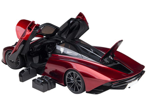 McLaren Speedtail Volcano Red Metallic with Black Top and Suitcase Accessories 1/18 Model Car by Autoart - Premium McLaren Models from Autoart - Just $320.99! Shop now at Rapidvehicles