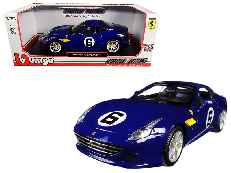 Ferrari California T Blue "Sunoco" #6 70th Anniversary 1/18 - Premium Ferrari Models from Bburago - Just $83.69! Shop now at Rapidvehicles