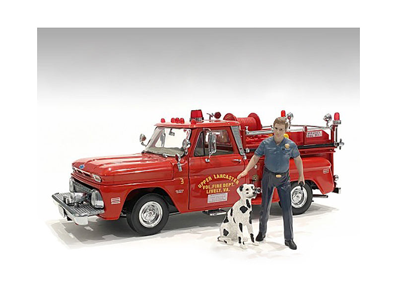 "Firefighters" Fire Dog Training Figures (Trainer and Dog) for 1/18 Scale Models by American Diorama free shipping USA