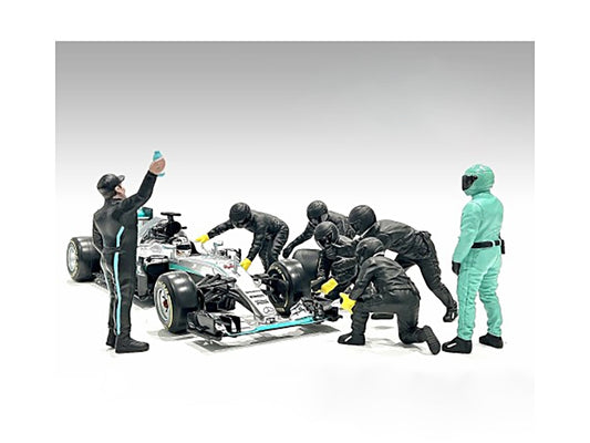 Formula One F1 Pit Crew 7 Figure Set Team Black Release III for - Premium Figures from American Diorama - Just $99.99! Shop now at Rapidvehicles