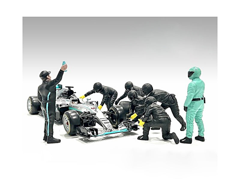 Formula One F1 Pit Crew 7 Figure Set Team Black Release III for 1/18 Scale Models by American Diorama - Premium Figures from American Diorama - Just $85.99! Shop now at Rapidvehicles