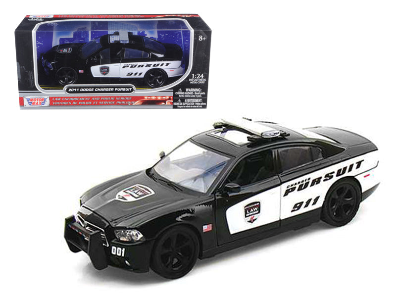 2011 Dodge Charger Pursuit Police Black and White 1/24 Diecast Model Car by Motormax - Premium physical from Rapidvehicles - Just $53.99! Shop now at Rapidvehicles