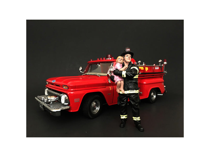 Firefighter Saving Life with Baby Figurine / Figure For 1:18 - Premium Figures from American Diorama - Just $32.99! Shop now at Rapidvehicles