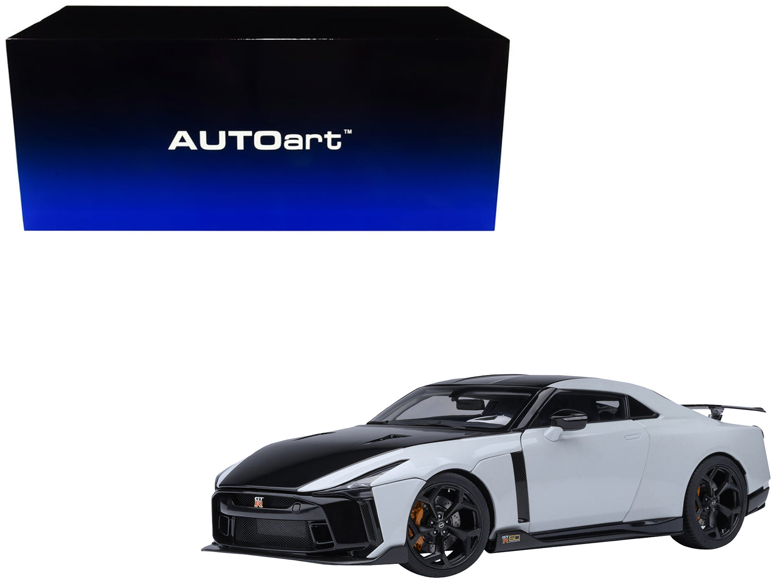 Nissan GT-R50 By ItalDesign Black and White Metallic 1/18 Model Car by Autoart free shipping USA