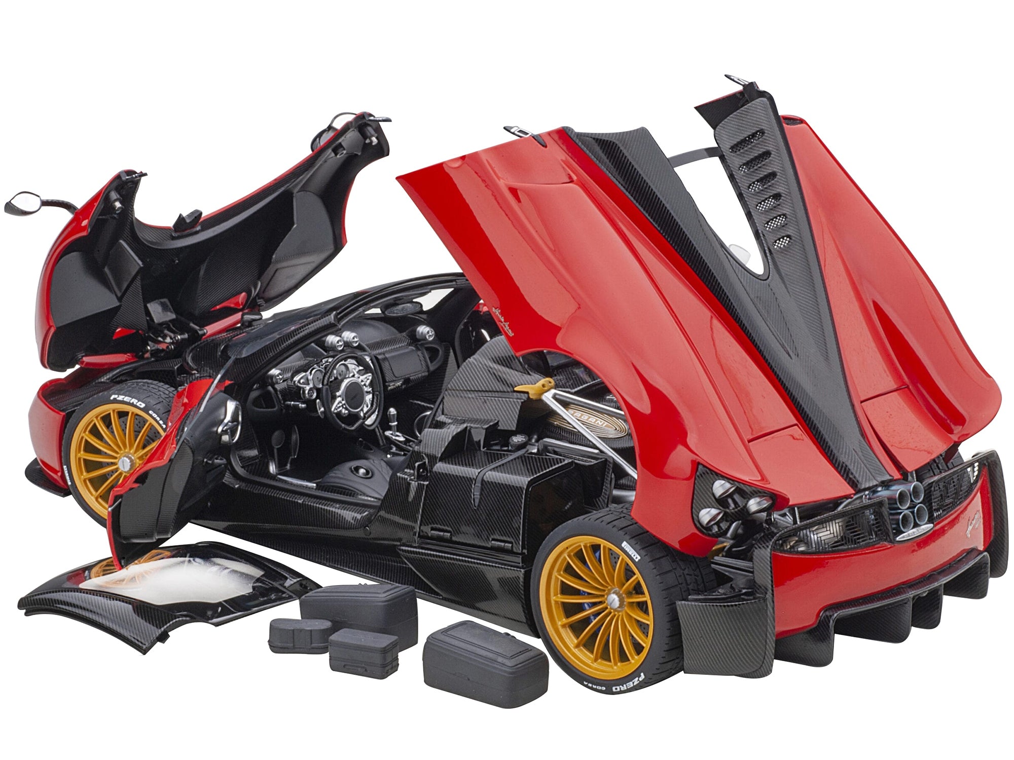 Pagani Huayra Roadster Rosso Monza Red and Carbon with Luggage Set 1/18 Model Car by Autoart - Premium Pagani Models from Autoart - Just $367.99! Shop now at Rapidvehicles