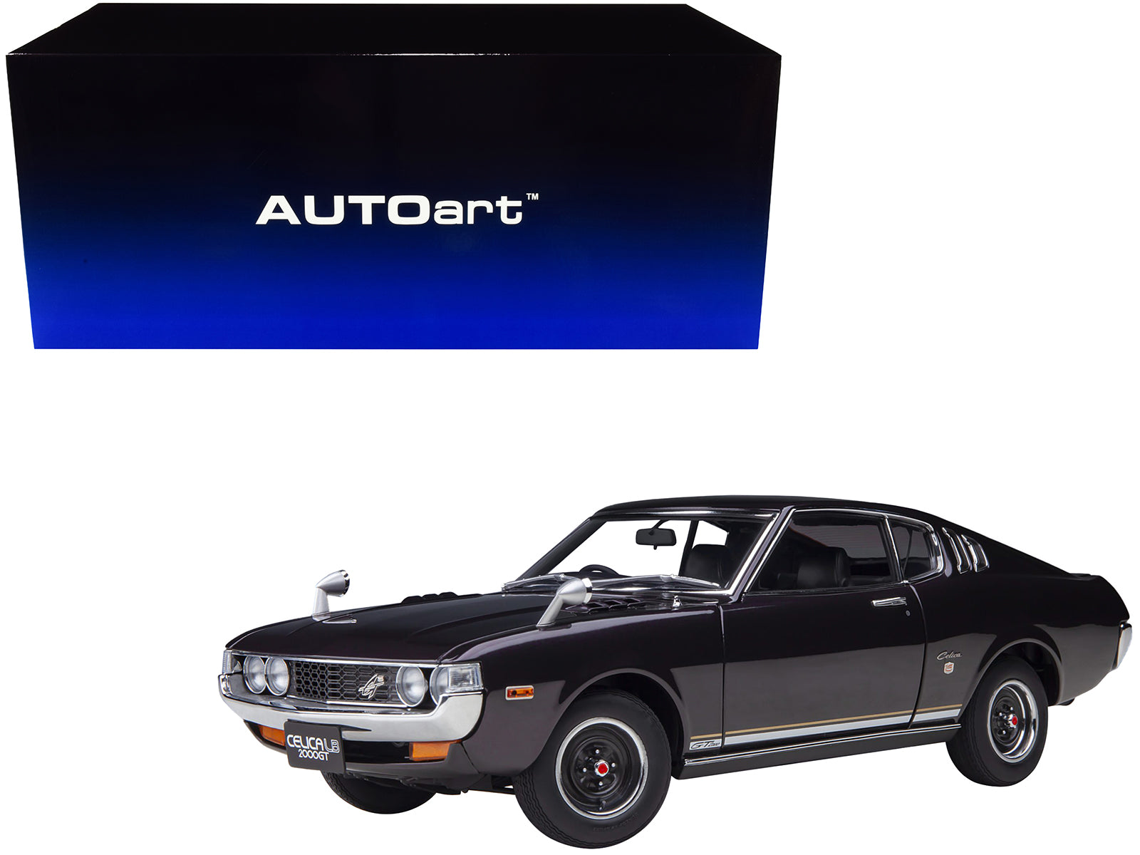1973 Toyota Celica Liftback 2000GT (RA25) RHD (Right Hand Drive) Dark Purple Metallic 1/18 Model Car by Autoart free shipping USA