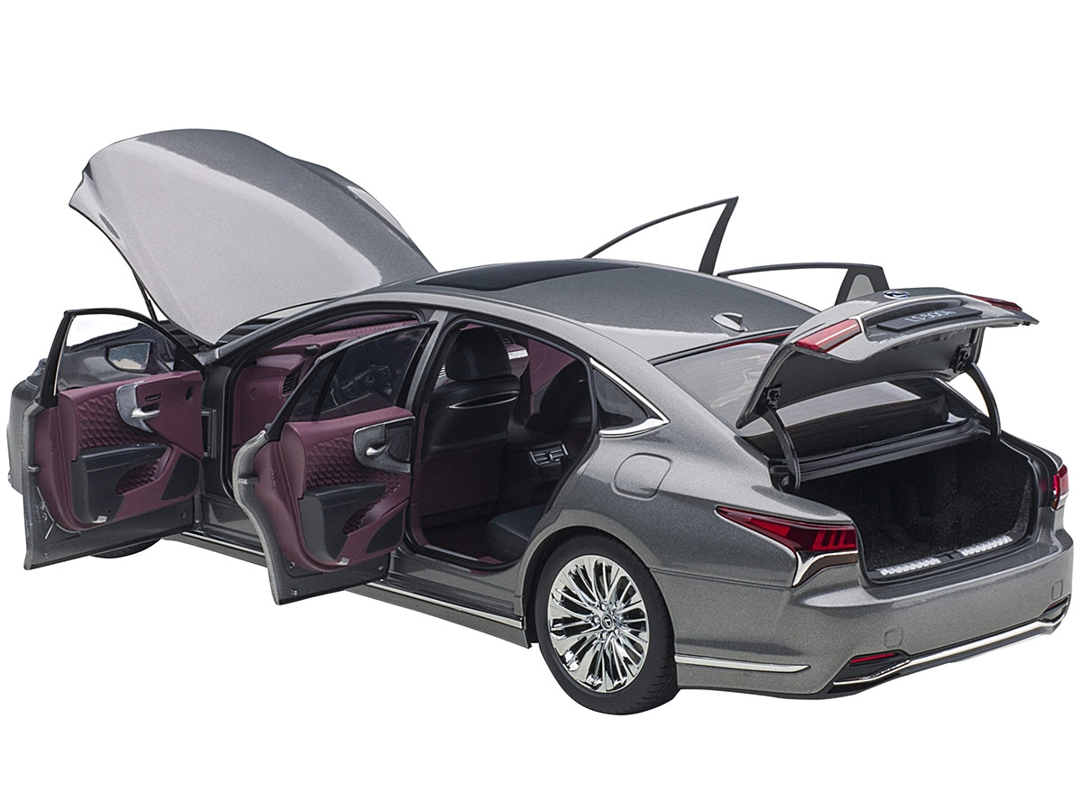 Lexus LS500h Manganese Luster Gray Metallic with Crimson and Black Interior 1/18 Model Car by Autoart - Premium Lexus Models from Autoart - Just $257.66! Shop now at Rapidvehicles